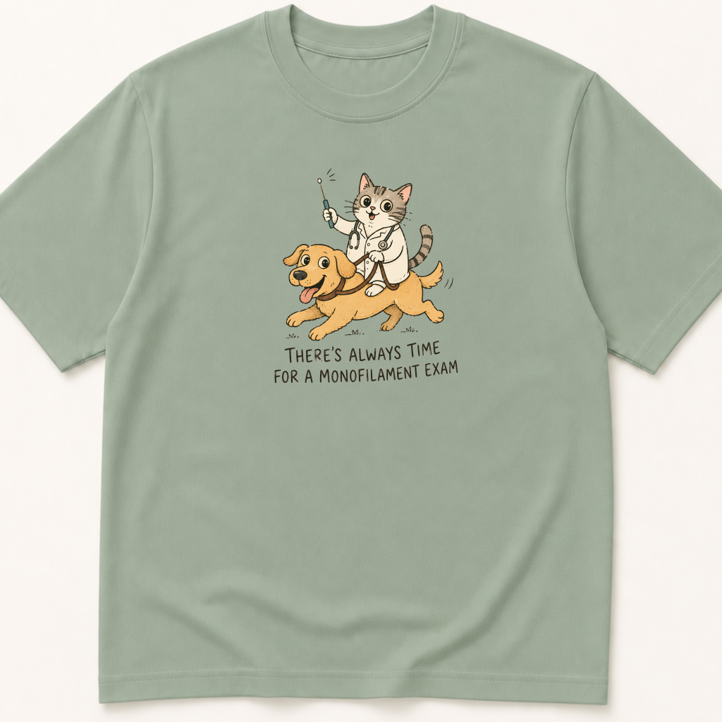 Alternate view of the 'Always Time for a Monofilament Exam' garment-dyed t-shirt.