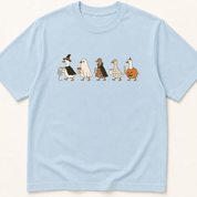 Alternate view of the illustrated Geese in Halloween Costumes Holding Medical Items garment-dyed t-shirt.