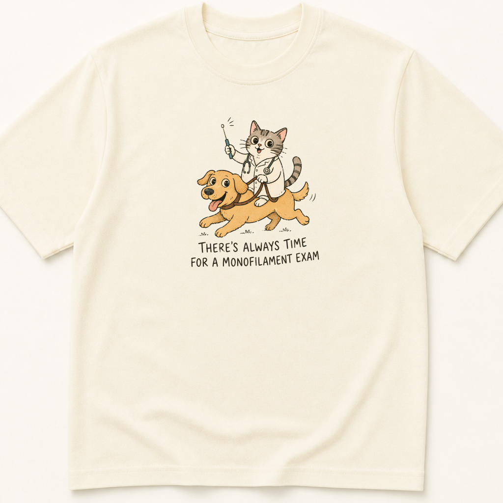 Alternate view of the 'Always Time for a Monofilament Exam' garment-dyed t-shirt.
