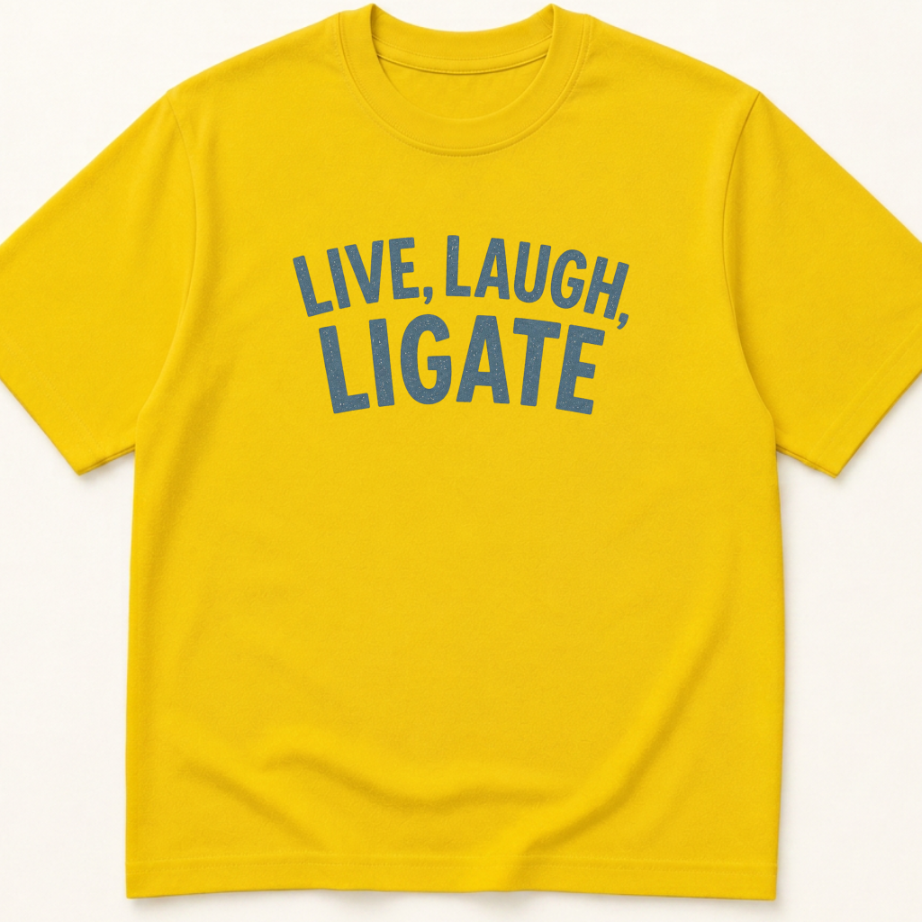 Alternate view of the 'Live Laugh Ligate' garment-dyed t-shirt.