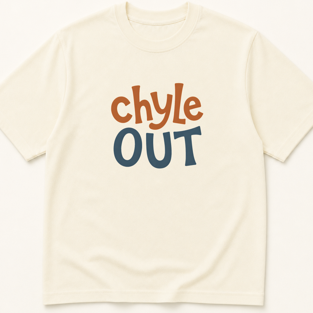 Garment-dyed unisex t-shirt printed with 'Chyle Out' — Critical Care humor tee for Pulmonology, Surgery, and Thoracic Surgery professionals.