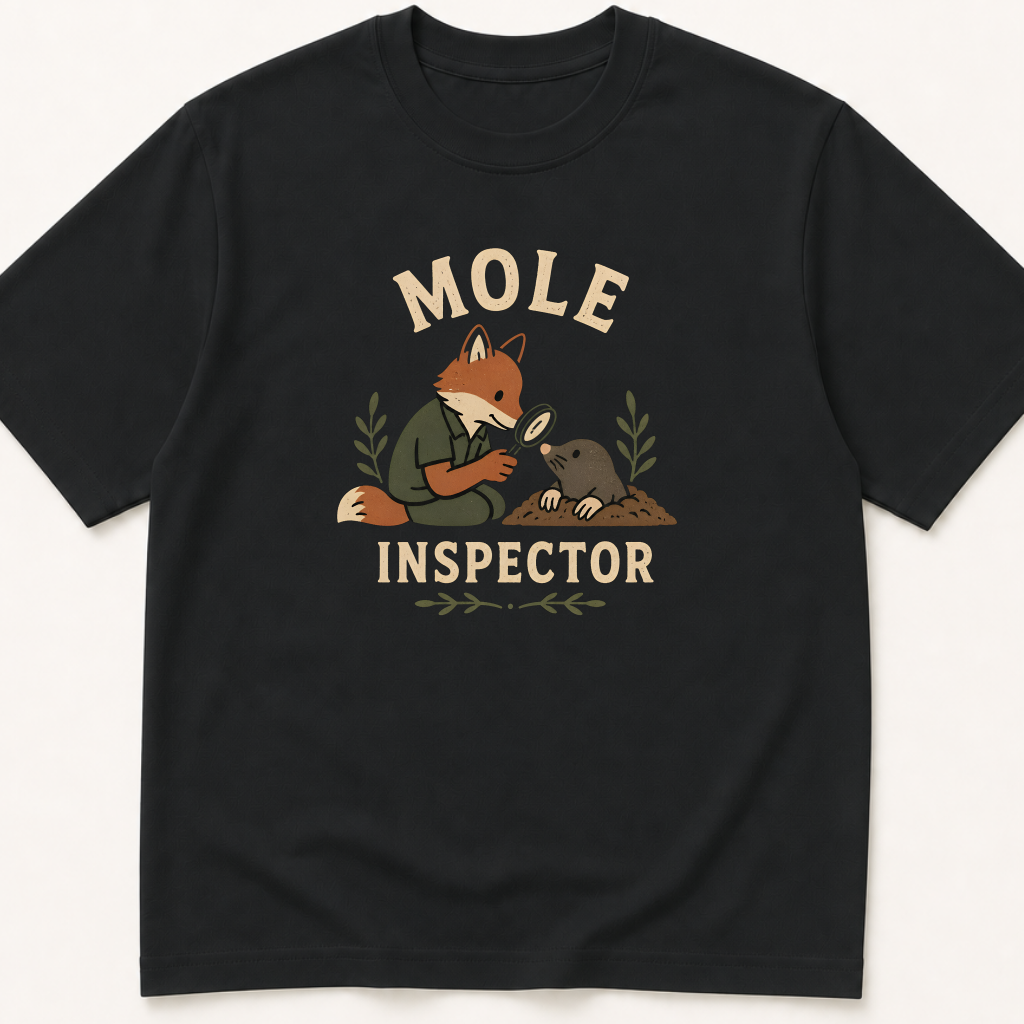 Garment-dyed unisex t-shirt featuring an illustrated Mole Inspector design — a Dermatology humor tee.