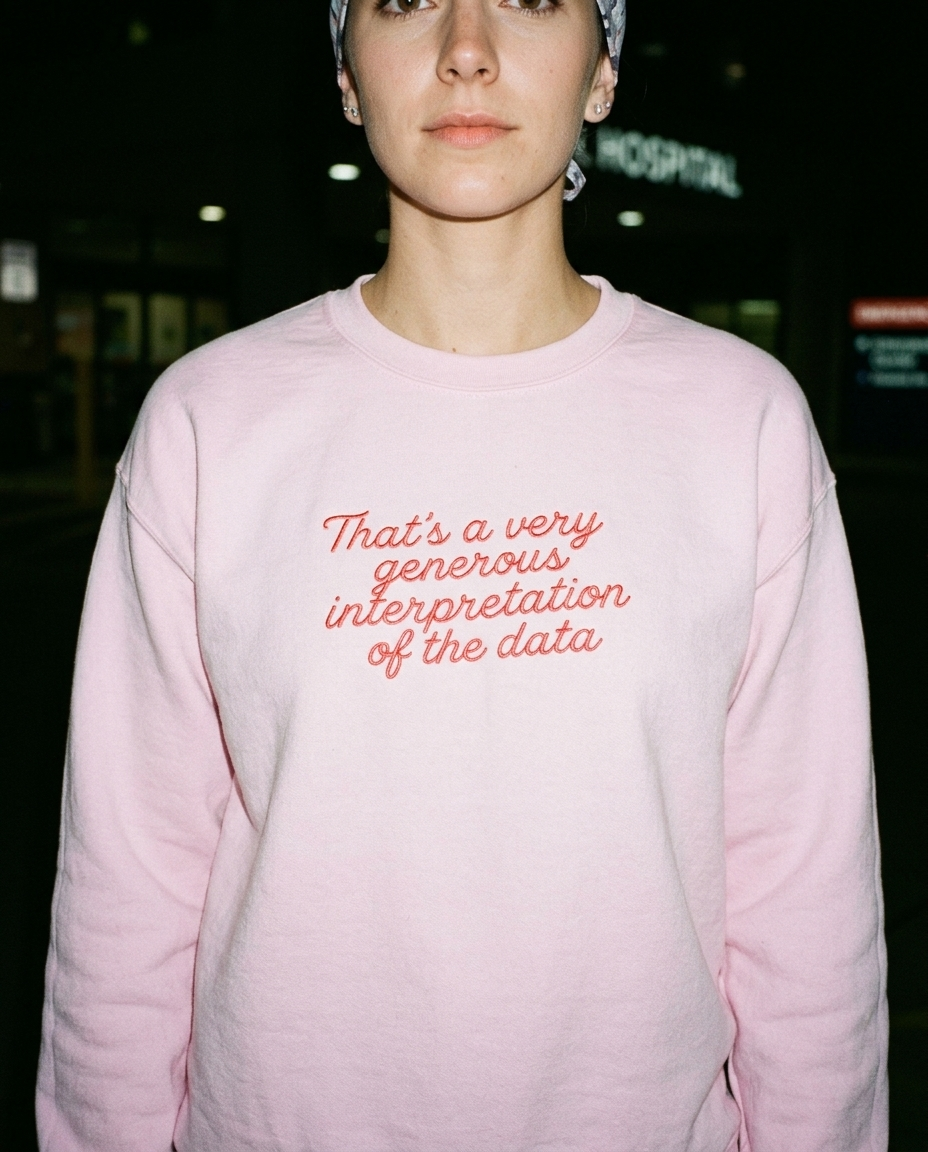 Light Pink embroidered sweatshirt lifestyle photo, scale-corrected
