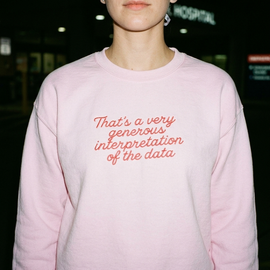 Light Pink embroidered sweatshirt lifestyle photo, scale-corrected