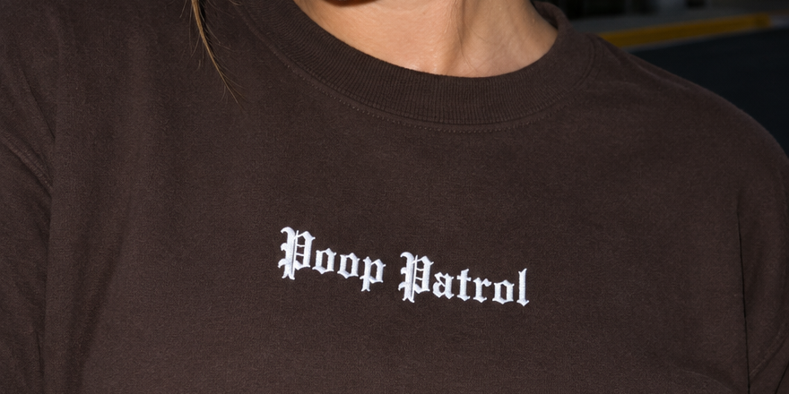 Poop Patrol Embroidered Sweatshirt - Dark Chocolate lifestyle photo