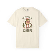 Alternate view of the "No Thoughts, Just Winter's Formula" garment-dyed acid-base t-shirt